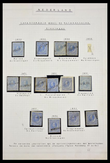 Stamp collection 29502 Netherlands name cancels 1867-1894.