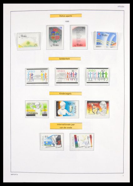 Stamp collection 30039 Aruba 1986-2010 and Surinam 1948-2003.