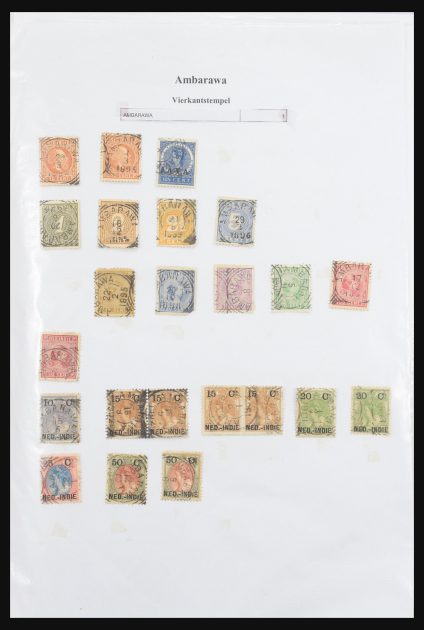 Stamp collection 30981 Dutch east Indies square cancels.