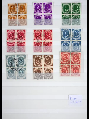 41633 Bund posthorn/Heuss horizontal pairs 1951-1960.